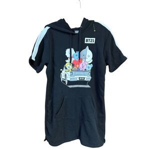BT21 BTS FRIENDS K-POP GRAPHIC ART Hoodie Dress Sz S/M NWOT
